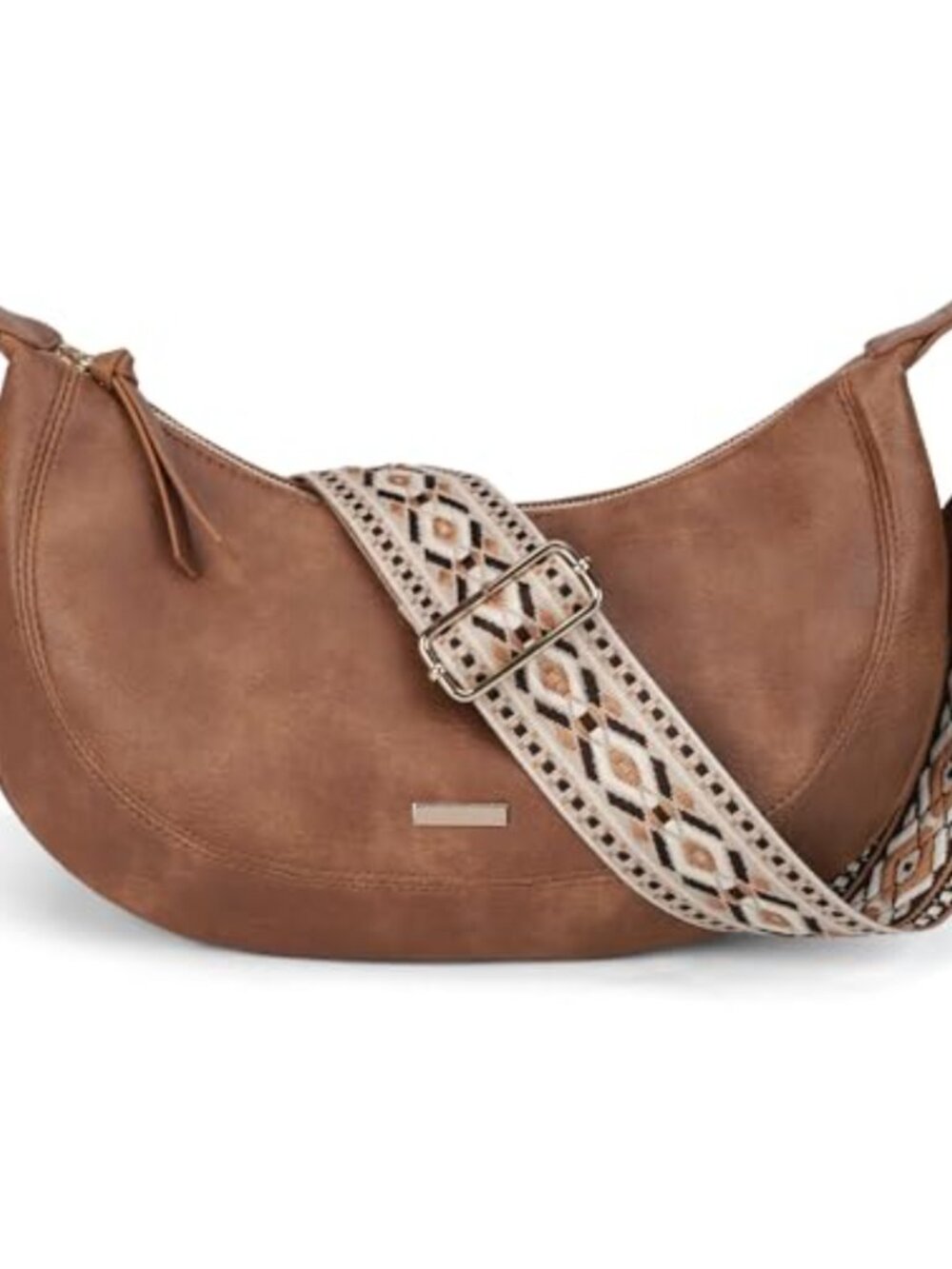 Faux Leather Crescent Hobo Crossbody Bag Medium Multi Pocket